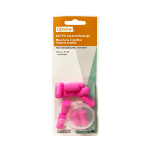 Option+ Soft Fit Tapered Ear Plugs with Case | 5 Pairs + 1 Case