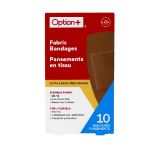 Option+ - Extra Large Flexible Fabric Bandages 10 cm x 5 cm | 10 Bandages