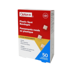 Option+ Plastic Spot Clear Bandages | 50 Bandages