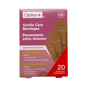 Option+ Gentle Care Assorted Latex Free Bandages | 20 Bandages